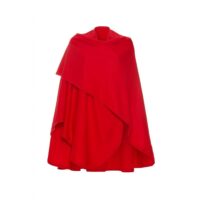 Soft and lightweight cashmere woven cape, elegantly designed for comfort and timeless style, in a bright red colour