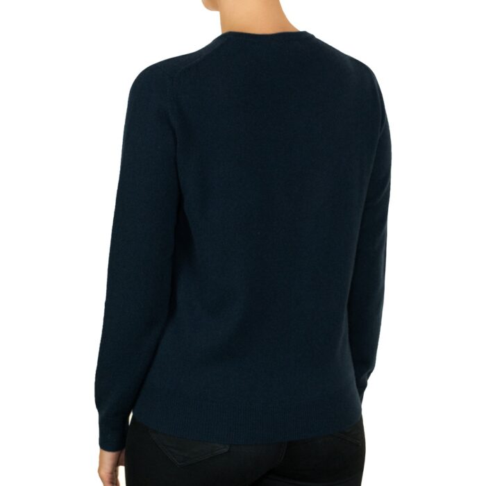 Women's Minimal Round-Neck Cashmere Jumper, in Navy