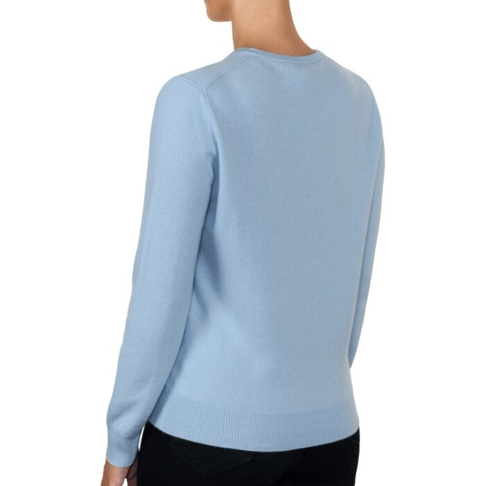 Women's Minimal Round-Neck Cashmere Jumper, in Light Blue