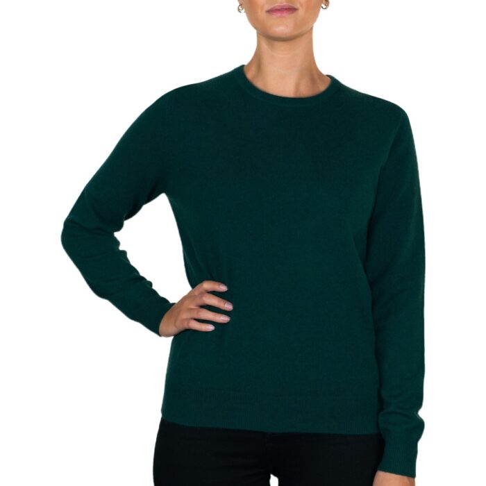 Women's Minimal Round-Neck Cashmere Jumper, Green
