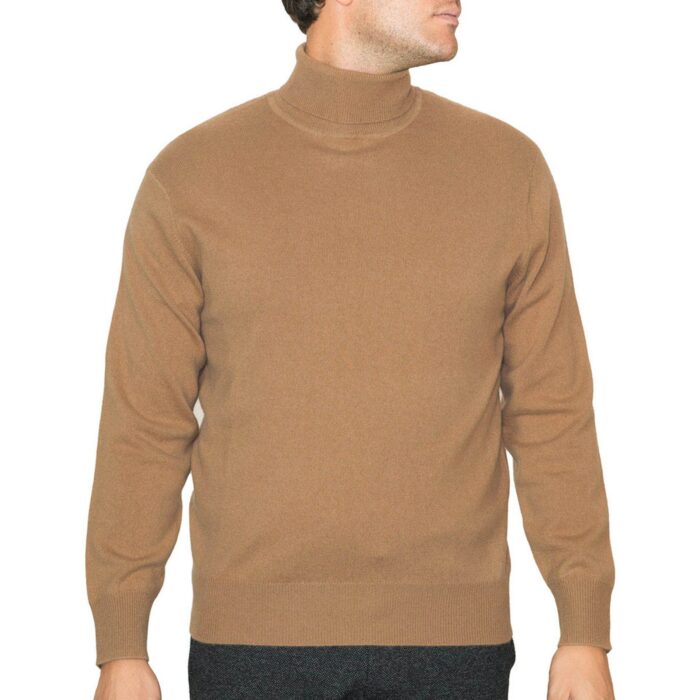 Men's classic cashmere High-neck jumper in a timeless design, crafted from 100% cashmere for luxurious softness and comfort. Featured in Camel