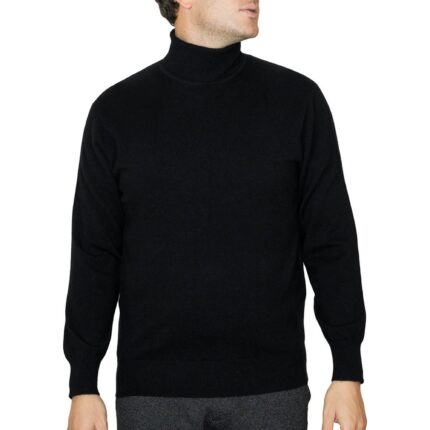 Men's classic cashmere High-neck jumper in a timeless design, crafted from 100% cashmere for luxurious softness and comfort. Featured in Black