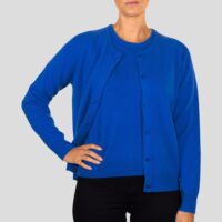 Women's Classic Cashmere Cornflower Blue Cardigan, with a timeless design and luxurious soft texture