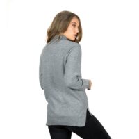 Women's 100% Cashmere Argyle Self-pattern jumper, with turtle neck in Grey
