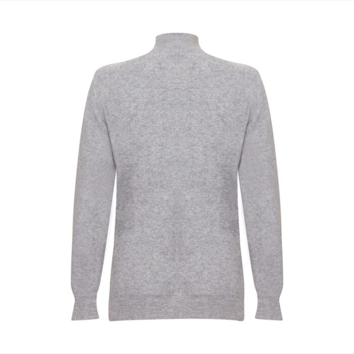 Women's 100% Cashmere Argyle Self-pattern jumper, with turtle neck in Grey