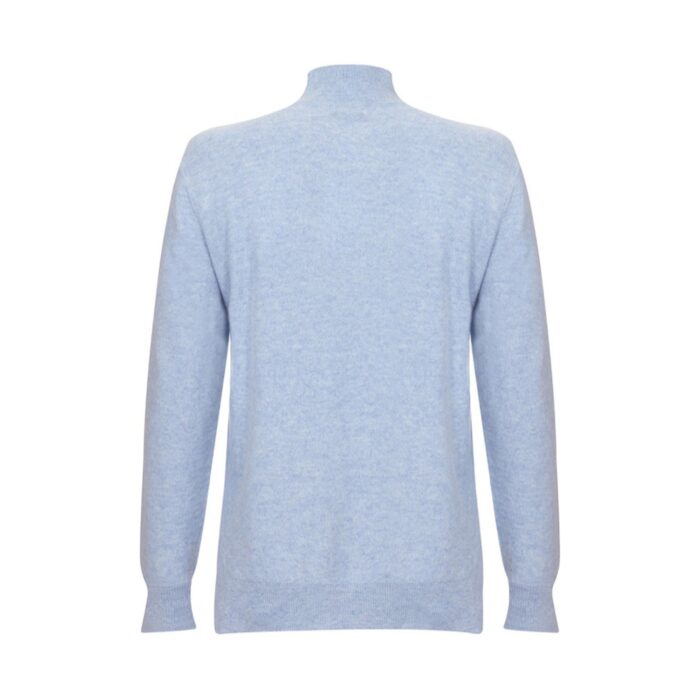 Women's 100% Cashmere Argyle Self-pattern jumper, with turtle neck in Light Blue