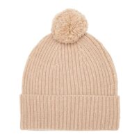Beige Unisex Cashmere Bobble Hat, soft and cosy unisex beanie with pompom