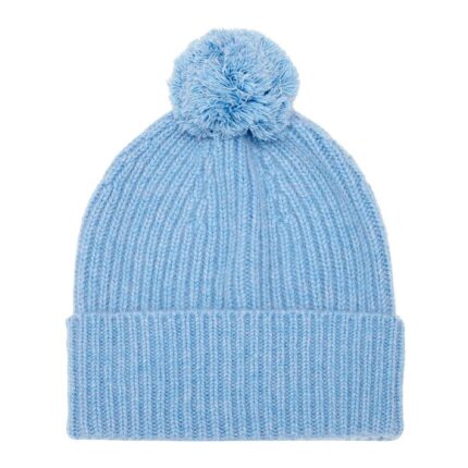 Light Blue Unisex Cashmere Bobble Hat, soft and cosy unisex beanie with pompom