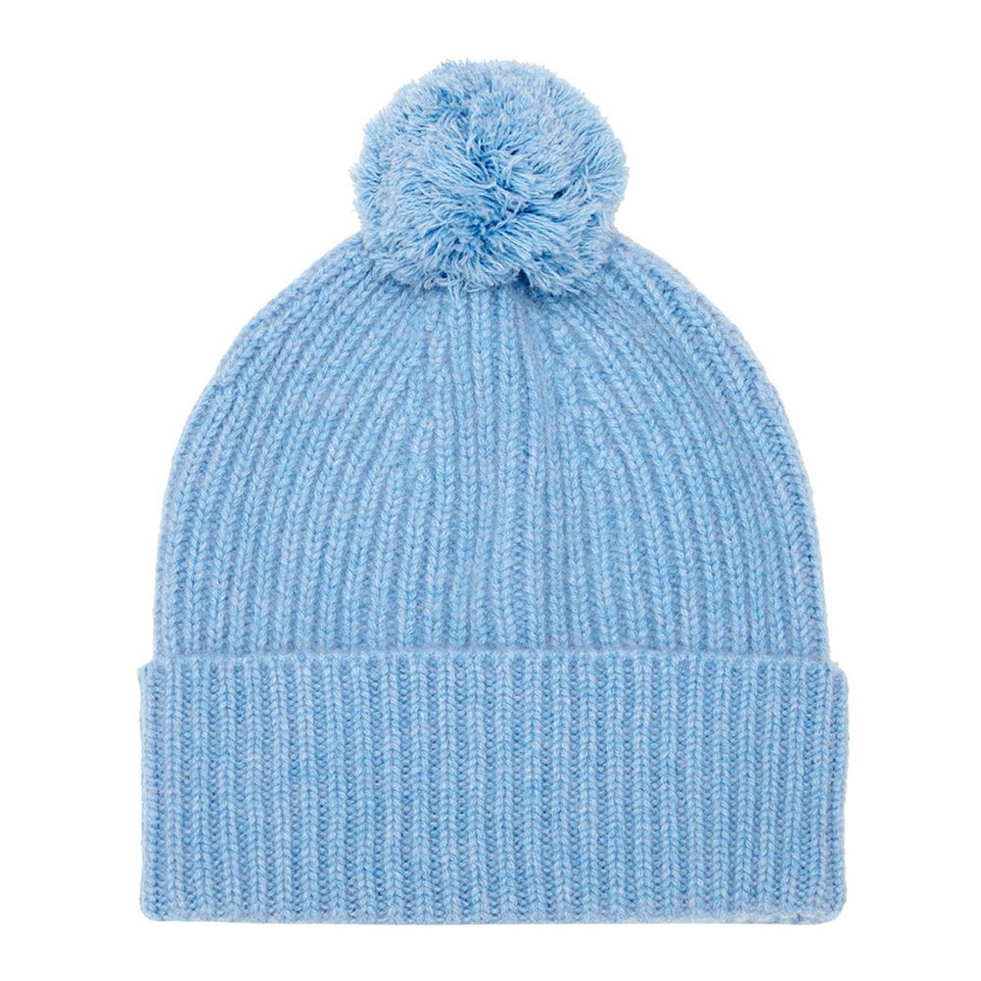Light Blue Unisex Cashmere Bobble Hat, soft and cosy unisex beanie with pompom