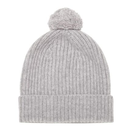 Grey Unisex Cashmere Bobble Hat, soft and cosy unisex beanie with pompom