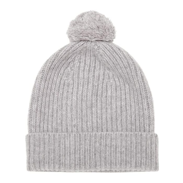 Grey Unisex Cashmere Bobble Hat, soft and cosy unisex beanie with pompom