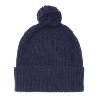 Navy Unisex Cashmere Bobble Hat, soft and cosy unisex beanie with pompom
