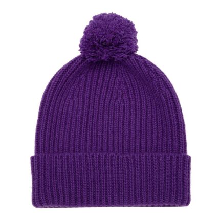 Purple Unisex Cashmere Bobble Hat, soft and cosy unisex beanie with pompom