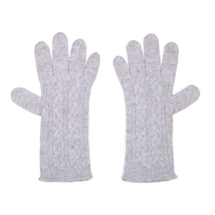 Womens Cashmere Cable Gloves in Grey