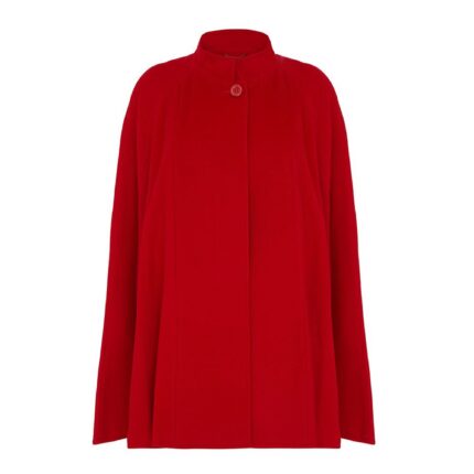 Women's Cashmere Blended Ruana Cape, a soft cashmere and wool cape in Red