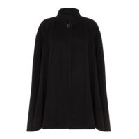 Women's Cashmere Blended Ruana Cape, a soft cashmere and wool cape in Black