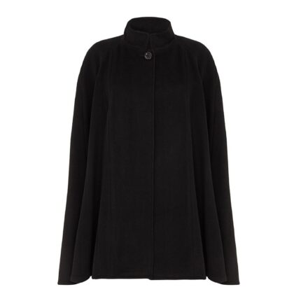 Women's Cashmere Blended Ruana Cape, a soft cashmere and wool cape in Black