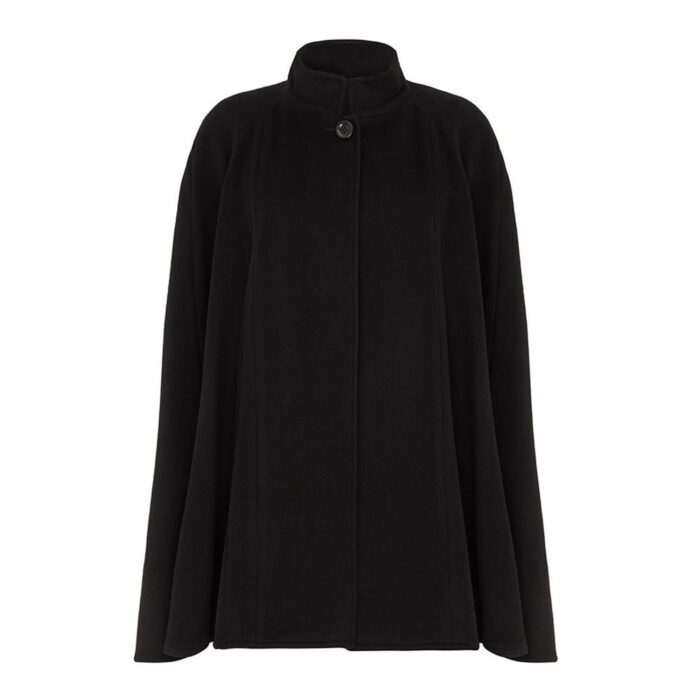 Women's Cashmere Blended Ruana Cape, a soft cashmere and wool cape in Black