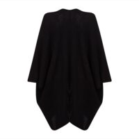 Womens Cashmere Cape with pockets, a soft cashmere cape made from 100% cashmere and detailed, functional pockets. black