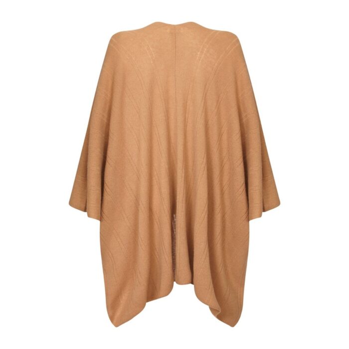 Womens Cashmere Cape with pockets, a soft cashmere cape made from 100% cashmere and detailed, functional pockets. Camel