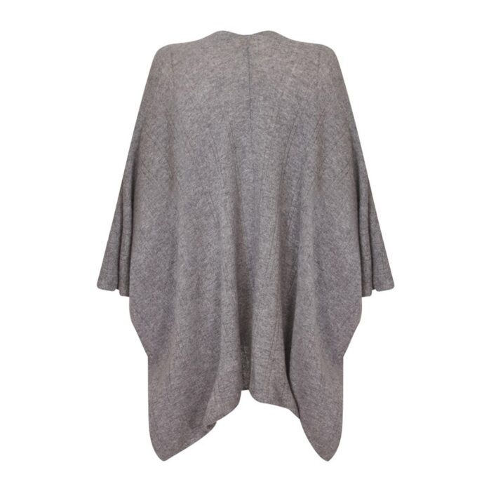 Womens Cashmere Cape with pockets, a soft cashmere cape made from 100% cashmere and detailed, functional pockets. Grey