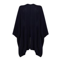 Womens Cashmere Cape with pockets, a soft cashmere cape made from 100% cashmere and detailed, functional pockets. Navy