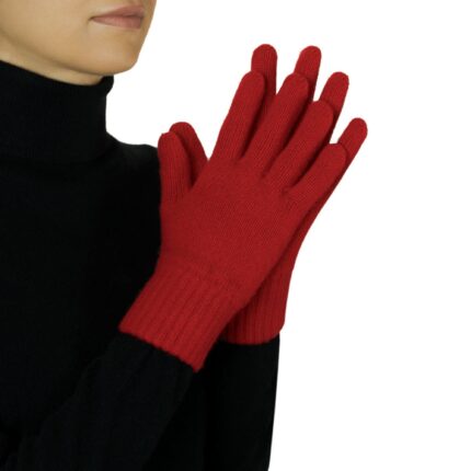 Womens Cashmere Gloves in Red