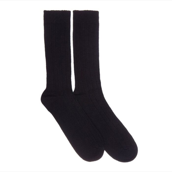 Men's cashmere socks by Lona Scott in black, crafted from 100% cashmere for luxurious softness, warmth, and all-day comfort