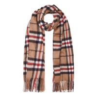 Lona Scott Cashmere Shawl in Camel Thomson Tartan
