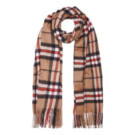 Lona Scott Cashmere Shawl in Camel Thomson Tartan
