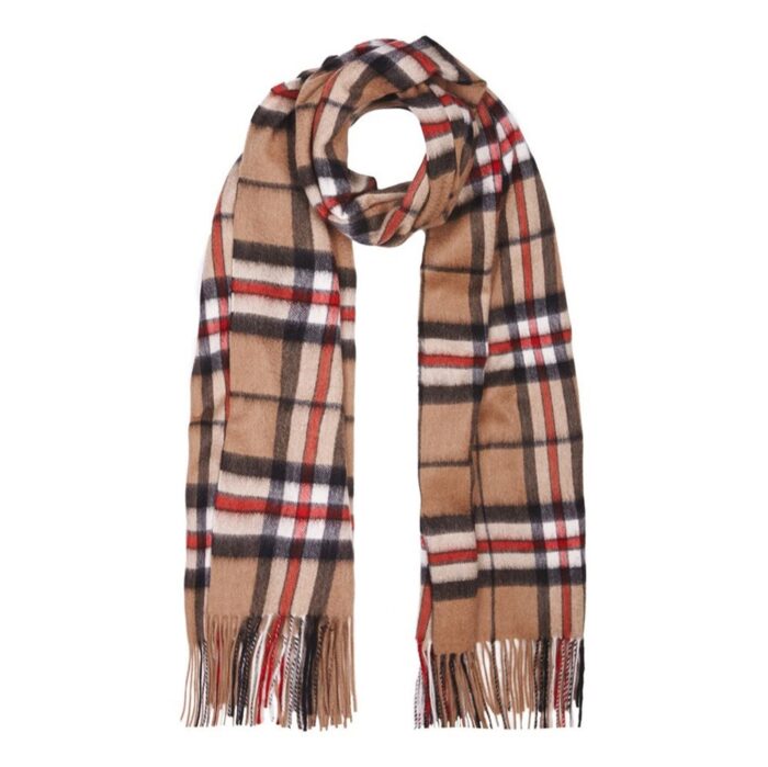 Lona Scott Cashmere Shawl in Camel Thomson Tartan
