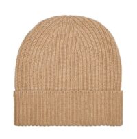 This 3-ply cashmere beanie features a classic ribbed knit design, offering a snug fit and a luxuriously soft texture, available in a range of rich, elegant colors.