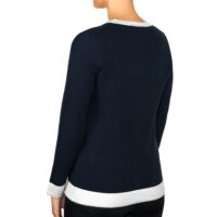 Lona Scott Two-Tone, Edge-Trim Women's Cashmere Cardigan. A chic cardigan combining luxurious cashmere with a stylish two-tone edge trim, perfect for any occasion