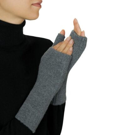 Womens Charcoal Grey Fingerless Mitts