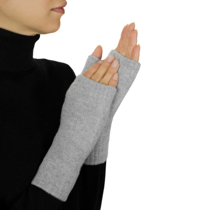 Womens Grey Fingerless Mitts