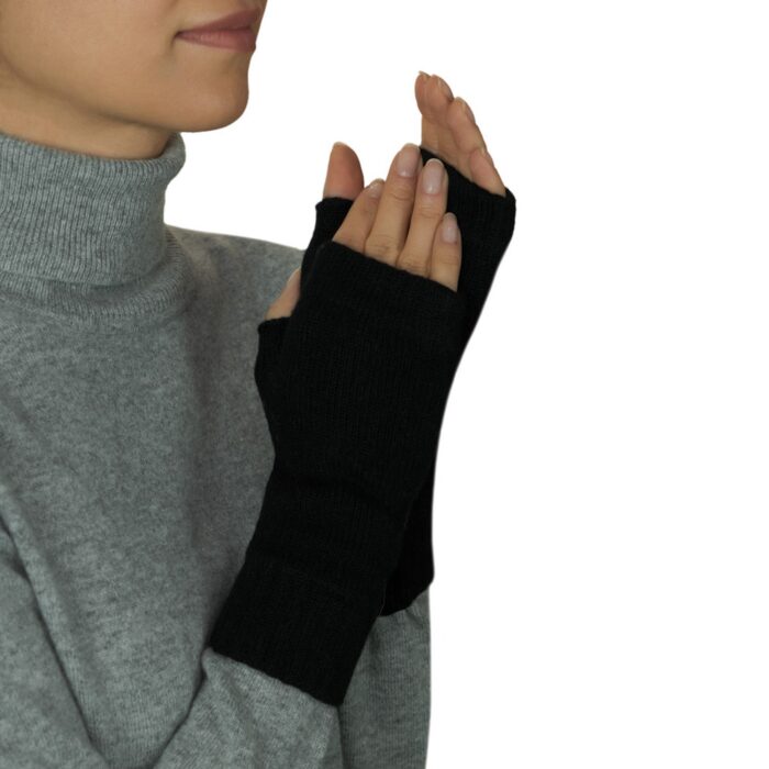 Womens Black Fingerless Mitts