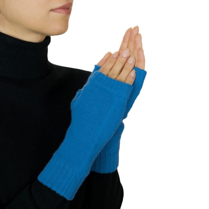 Womens Electric Blue Fingerless Mitts