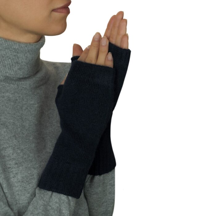 Womens Navy Fingerless Mitts