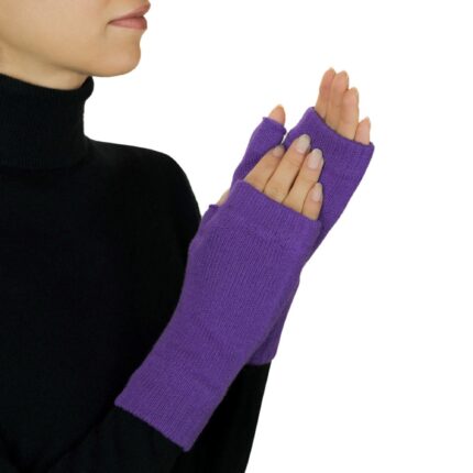 Womens Purple Fingerless Mitts