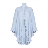 Womens Cashmere, Light Blue Frilly Cape. A cosy and soft cape with frilly details
