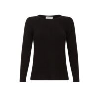 Black Cashmere full rib jumper from Lona Scott with a textured ribbed design and luxurious soft feel