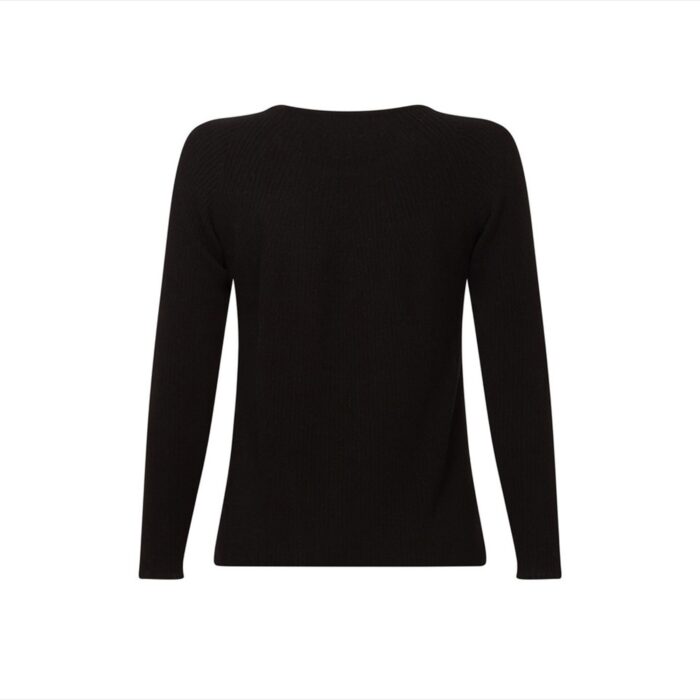 Black Cashmere full rib jumper from Lona Scott with a textured ribbed design and luxurious soft feel