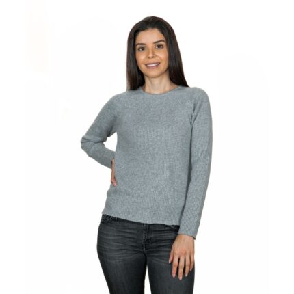 Grey Cashmere full rib jumper from Lona Scott with a textured ribbed design and luxurious soft feel