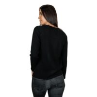Black Cashmere full rib jumper from Lona Scott with a textured ribbed design and luxurious soft feel.