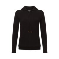 Elegant Black Women's Cashmere Hoodie with a sleek design and soft texture