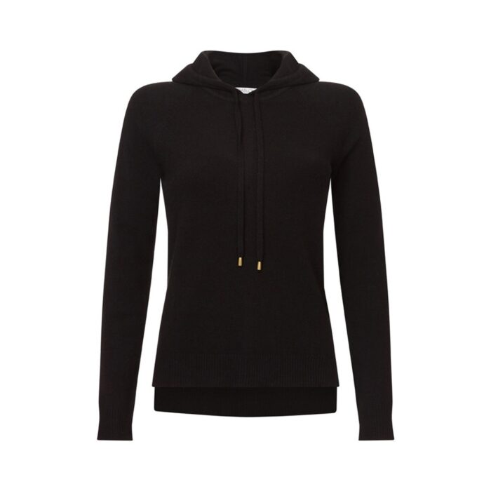 Elegant Black Women's Cashmere Hoodie with a sleek design and soft texture