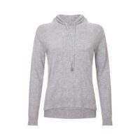 Elegant Grey Women's Cashmere Hoodie with a sleek design and soft texture