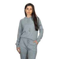 Elegant Grey Women's Cashmere Hoodie with a sleek design and soft texture