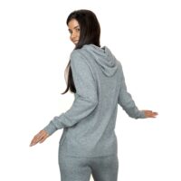 Elegant Grey Women's Cashmere Hoodie with a sleek design and soft texture
