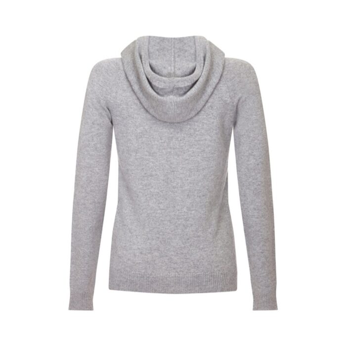 Elegant Grey Women's Cashmere Hoodie with a sleek design and soft texture